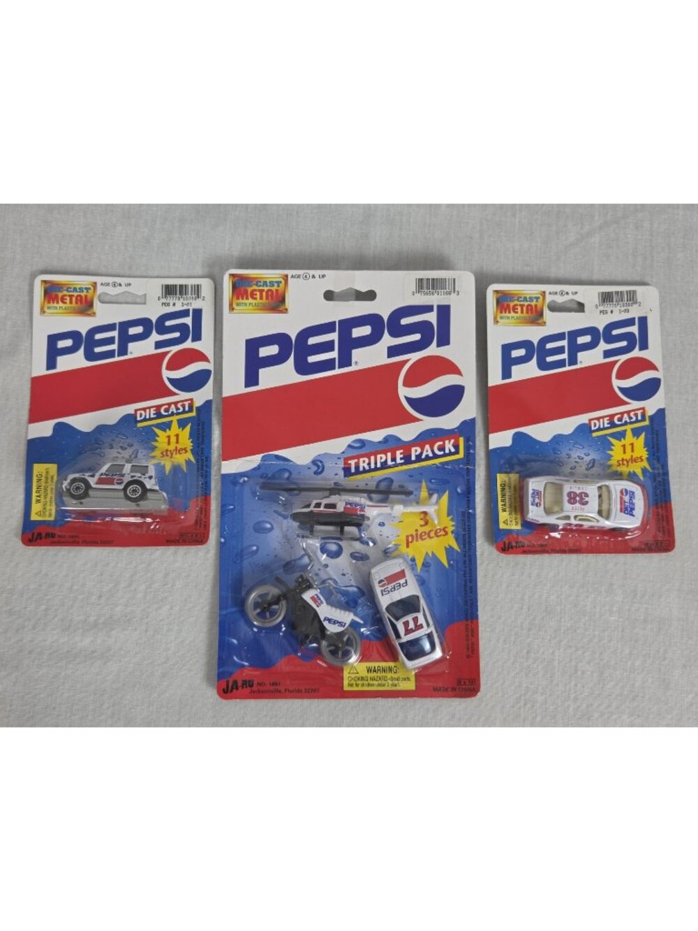 Pepsi Play Set & Gift Pack Die-Cast Vtg Race Car Helicopter Motorcycle Kids Toys